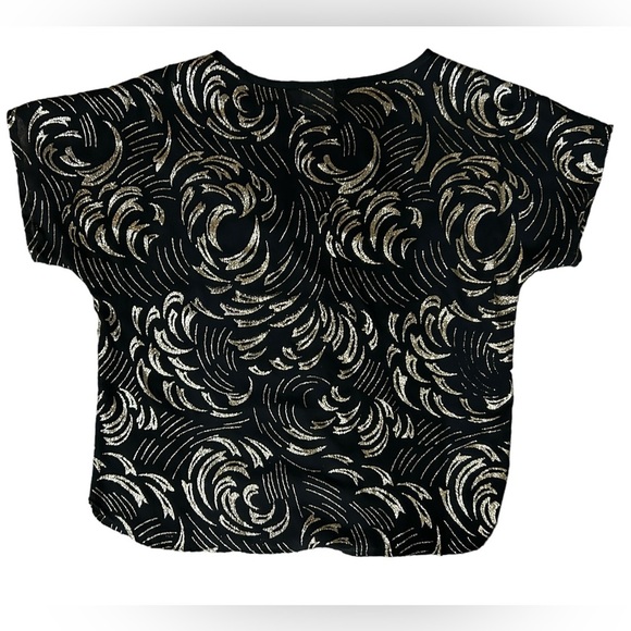 Vintage 80s Sheer Gold Glitter Top - Picture 3 of 3